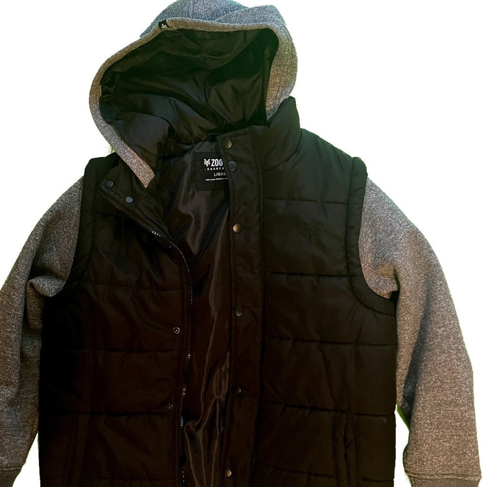 Black and Grey Vest Hoodie Sweater